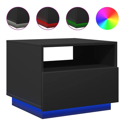Konferenční Stolek S Led Osvětlením Černý 50 X 49 X 40 Cm