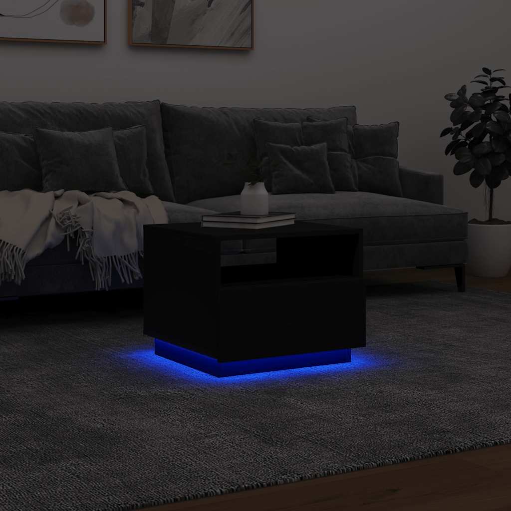 Konferenční Stolek S Led Osvětlením Černý 50 X 49 X 40 Cm