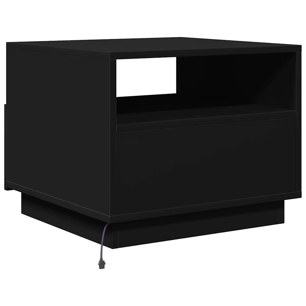 Konferenční Stolek S Led Osvětlením Černý 50 X 49 X 40 Cm