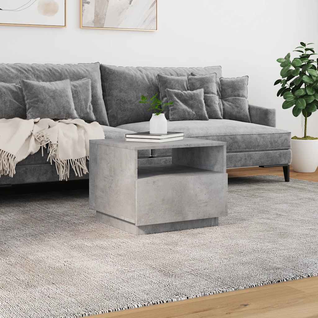 Konferenční Stolek S Led Osvětlením Betonově Šedý 50X49X40 Cm