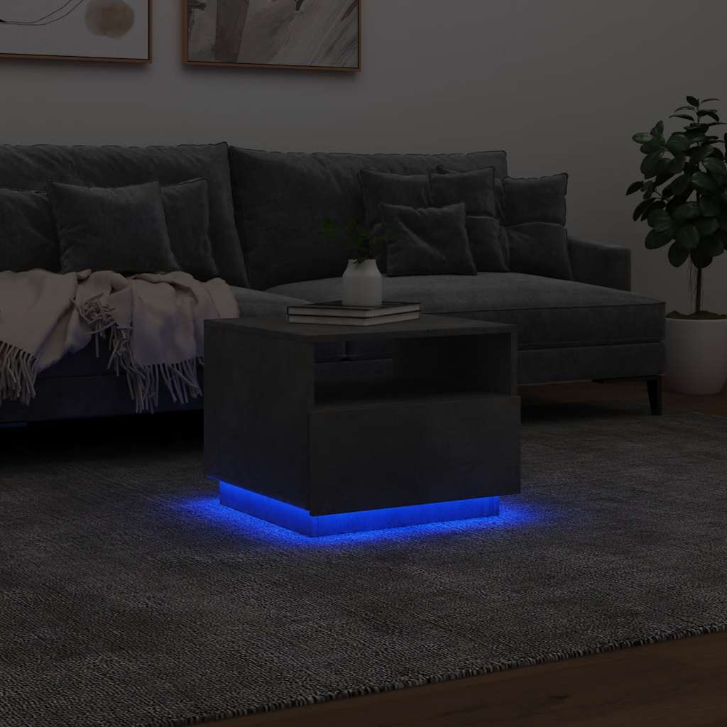 Konferenční Stolek S Led Osvětlením Betonově Šedý 50X49X40 Cm