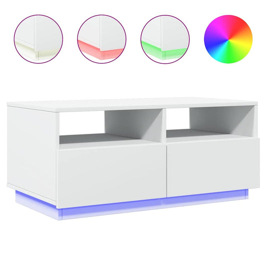 Konferenční Stolek S Led Osvětlením Bílý 90 X 49 X 40 Cm