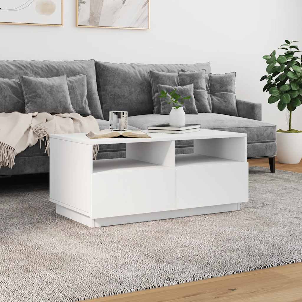 Konferenční Stolek S Led Osvětlením Bílý 90 X 49 X 40 Cm