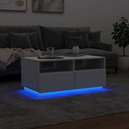 Konferenční Stolek S Led Osvětlením Bílý 90 X 49 X 40 Cm