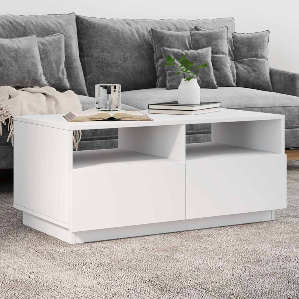 Konferenční Stolek S Led Osvětlením Bílý 90 X 49 X 40 Cm