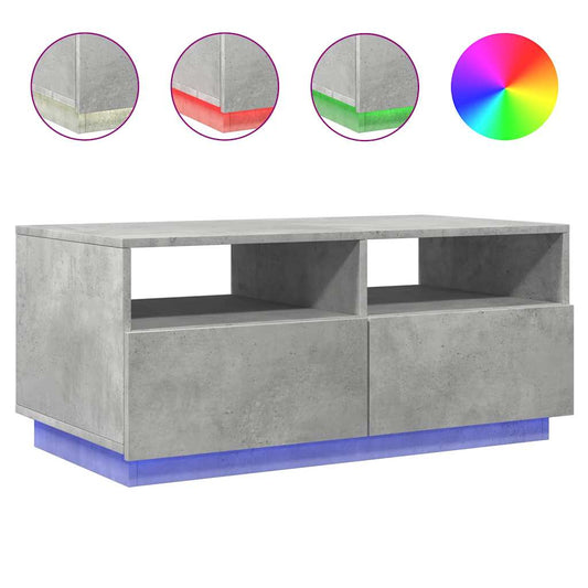 Konferenční Stolek S Led Osvětlením Betonově Šedý 90X49X40 Cm
