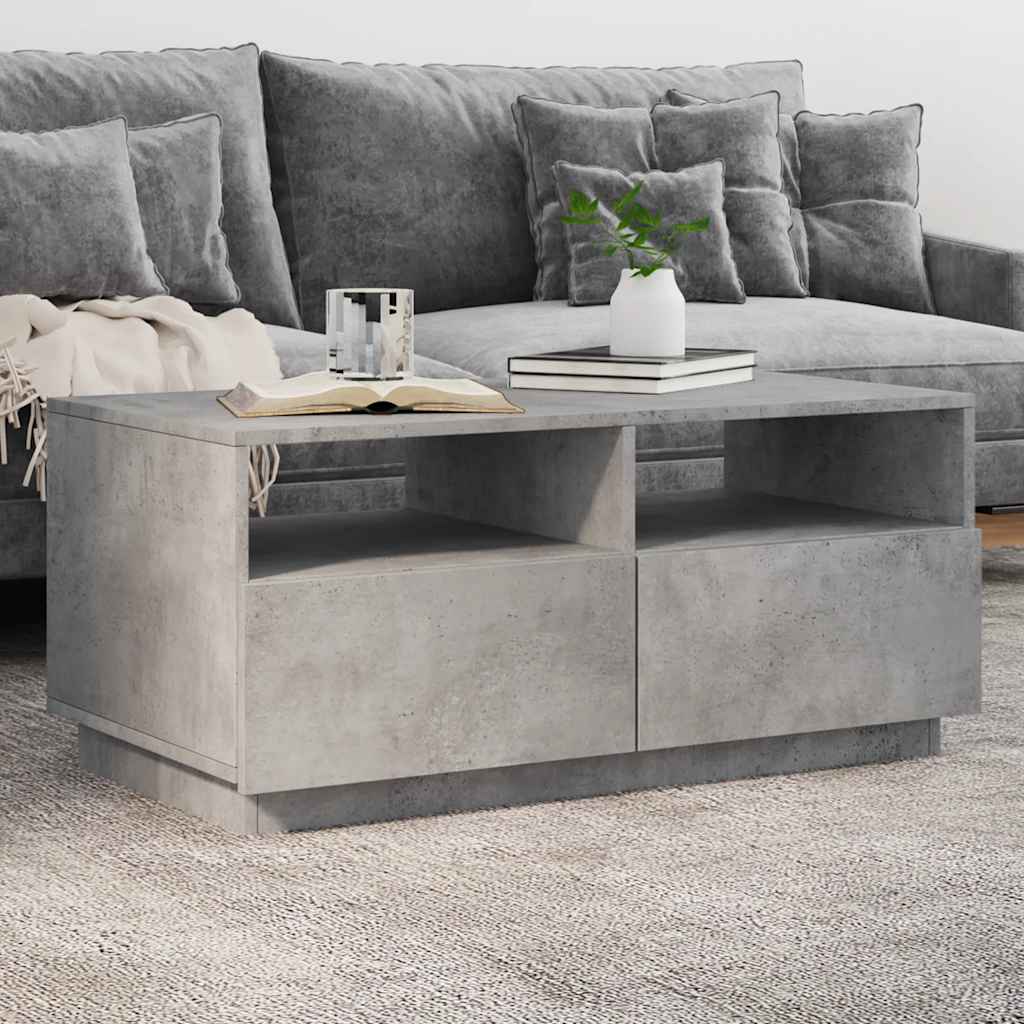 Konferenční Stolek S Led Osvětlením Betonově Šedý 90X49X40 Cm