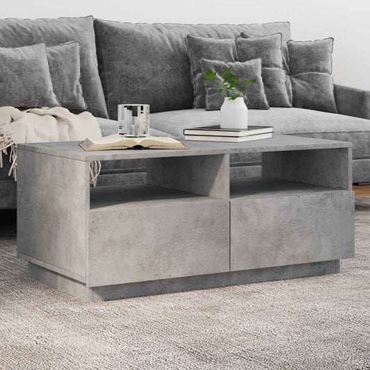 Konferenční Stolek S Led Osvětlením Betonově Šedý 90X49X40 Cm