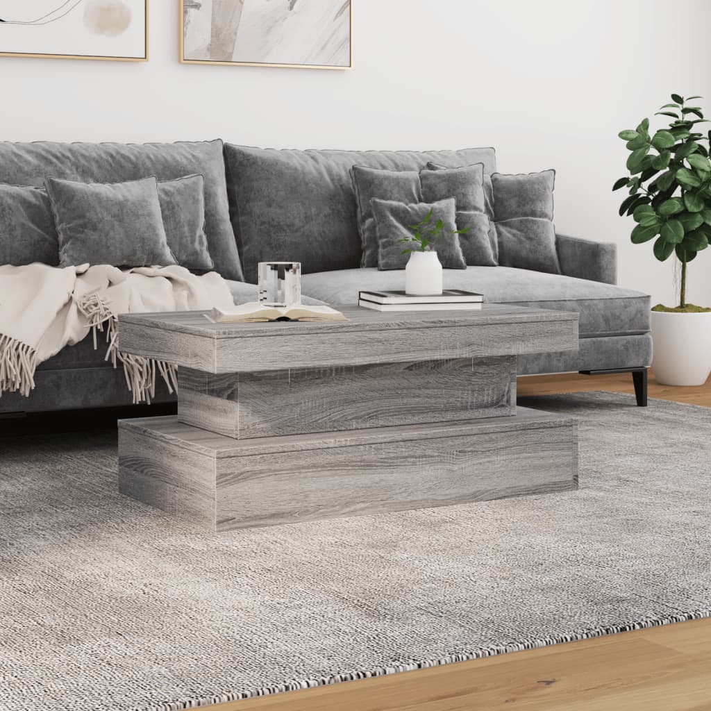 Konferenční Stolek S Led Osvětlením Šedý Sonoma 90 X 50 X 40 Cm