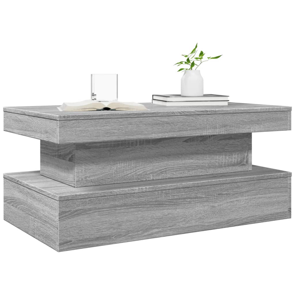 Konferenční Stolek S Led Osvětlením Šedý Sonoma 90 X 50 X 40 Cm