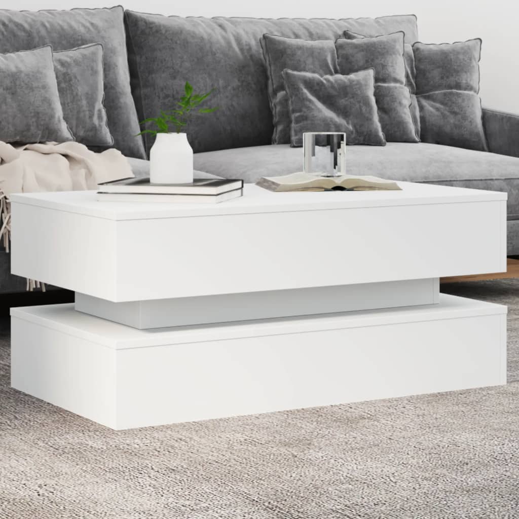 Konferenční Stolek S Led Osvětlením Bílý 90 X 50 X 40 Cm