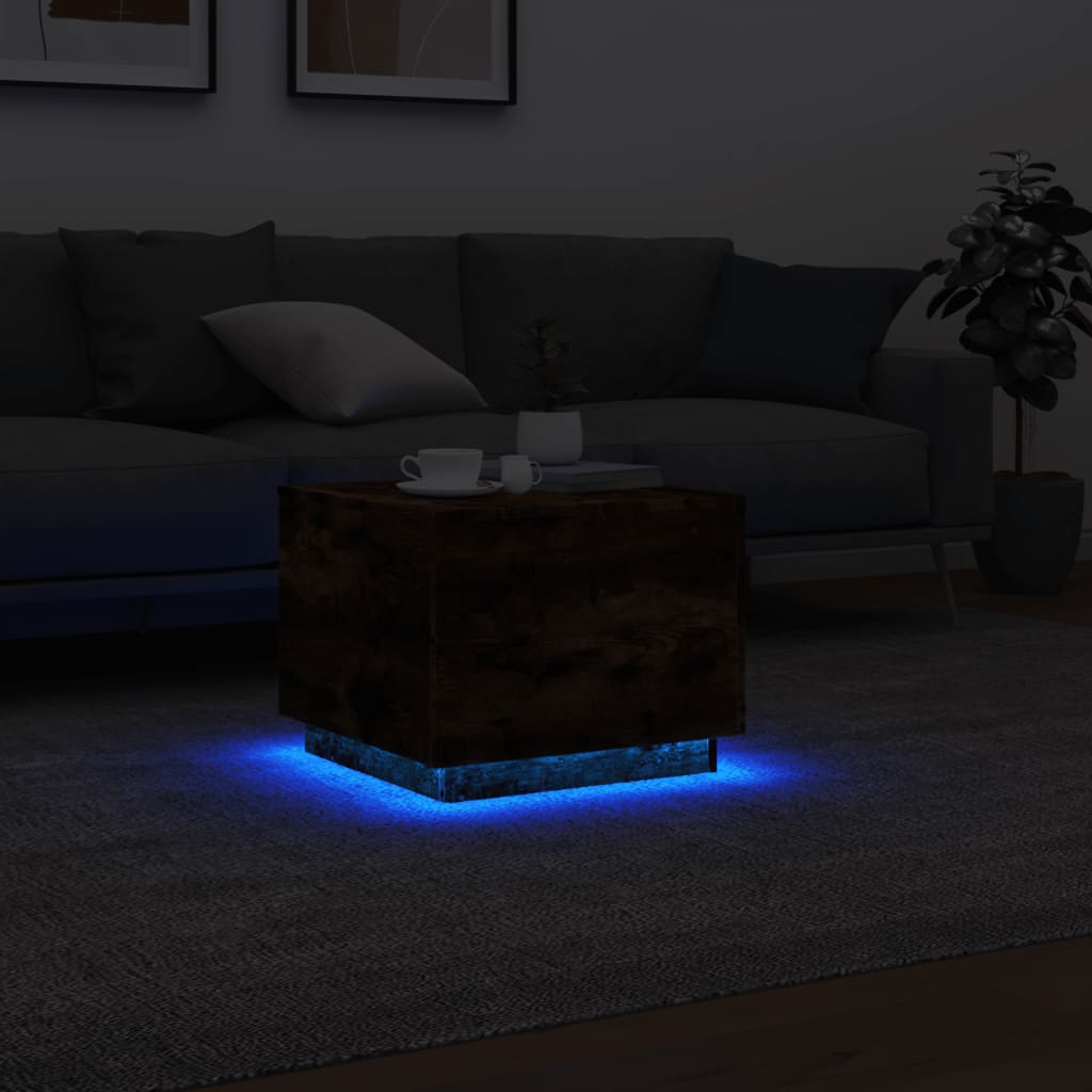 Konferenční Stolek S Led Osvětlením 50 X 50 X 40 Cm