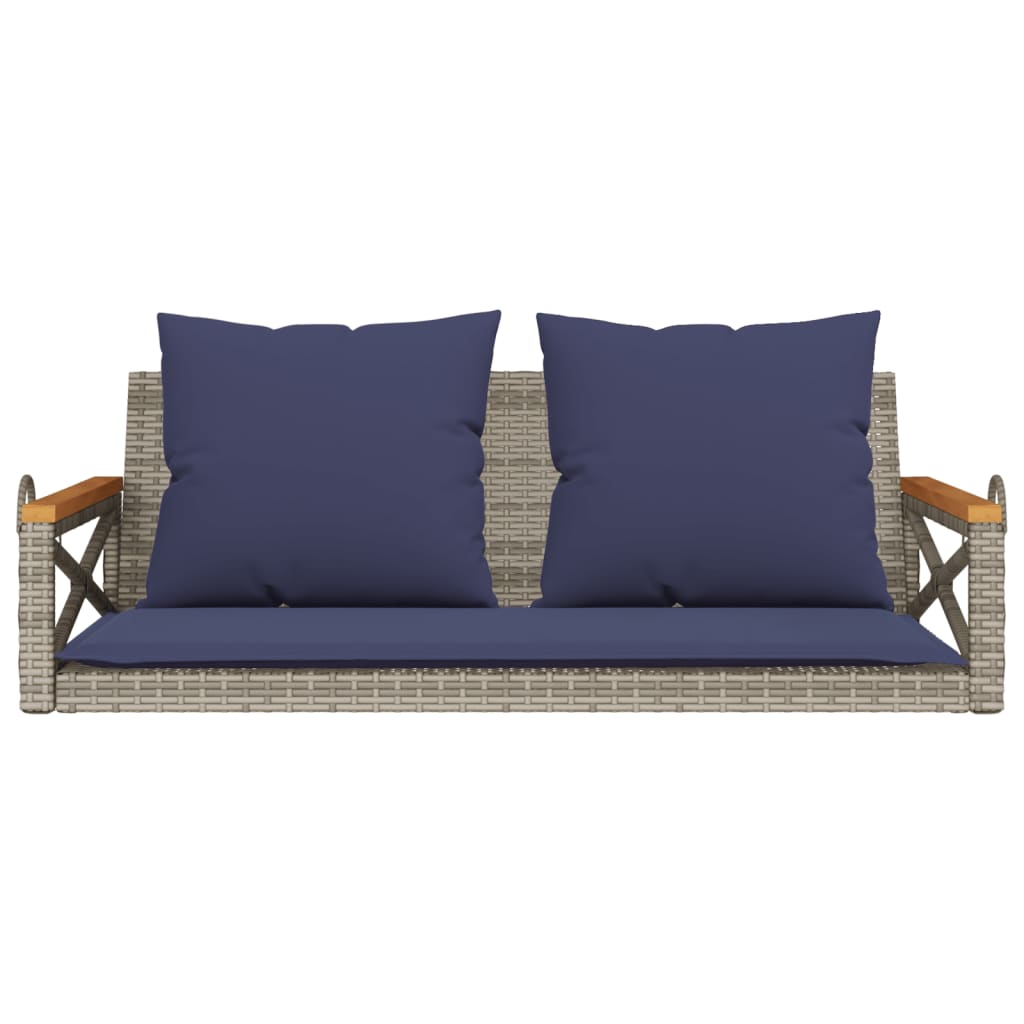 Houpací Lavice S Poduškami Šedá 109 X 62 X 40 Cm Polyratan