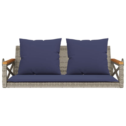 Houpací Lavice S Poduškami Šedá 109 X 62 X 40 Cm Polyratan