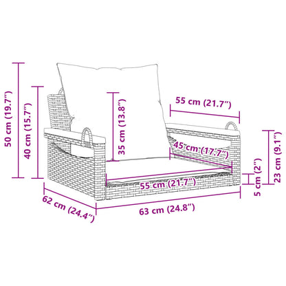 Houpací Lavice S Poduškami Černá Polyratan Černá