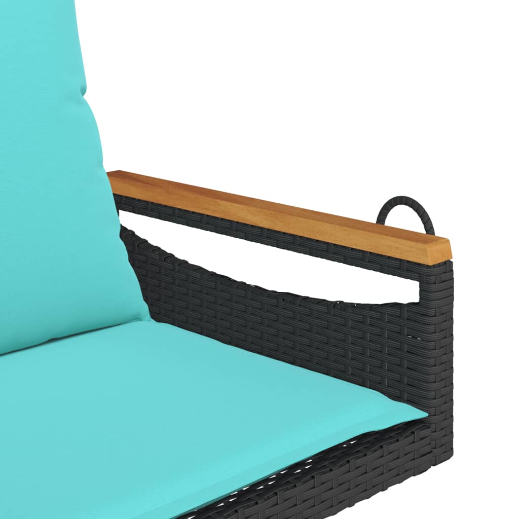 Houpací Lavice S Poduškami Černá 63 X 62 X 40 Cm Polyratan