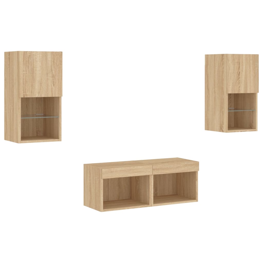 4Dílná Obývací Stěna S Led Osvětlením