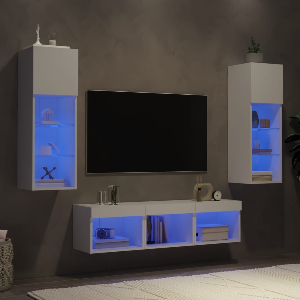 5Dílná Obývací Stěna S Led Betonově Šedá Kompozitní Dřevo