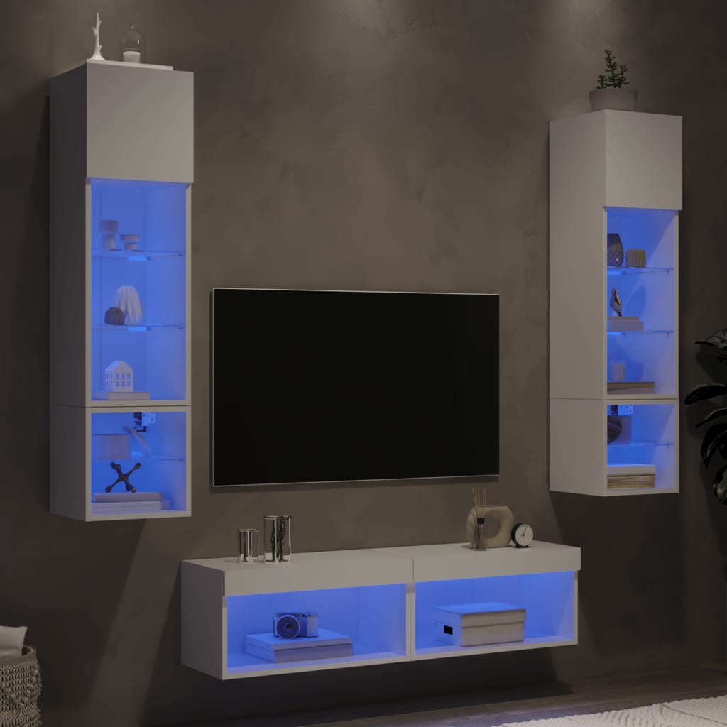 6Dílná Obývací Stěna S Led Betonově Šedá Kompozitní Dřevo