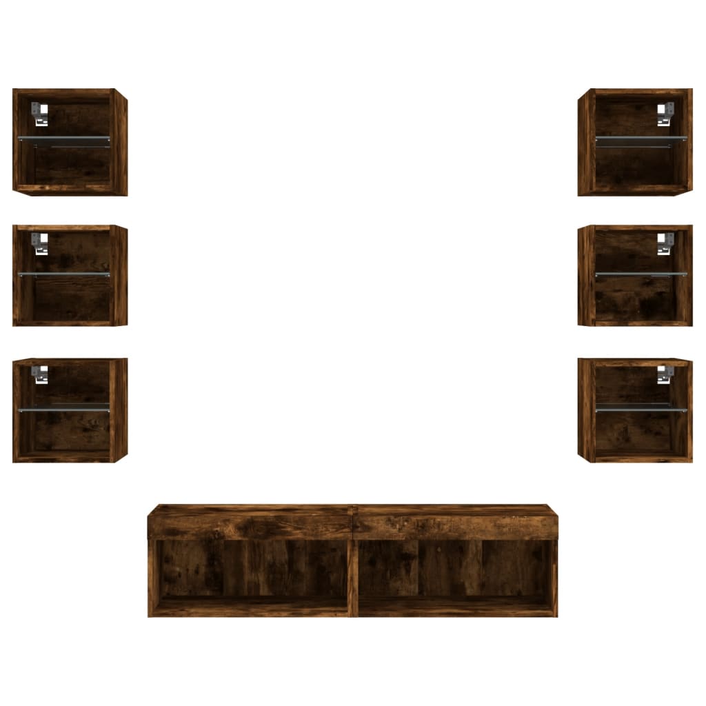 8Dílná Obývací Stěna S Led Kompozitní Dřevo