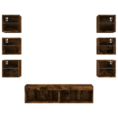 8Dílná Obývací Stěna S Led Kompozitní Dřevo