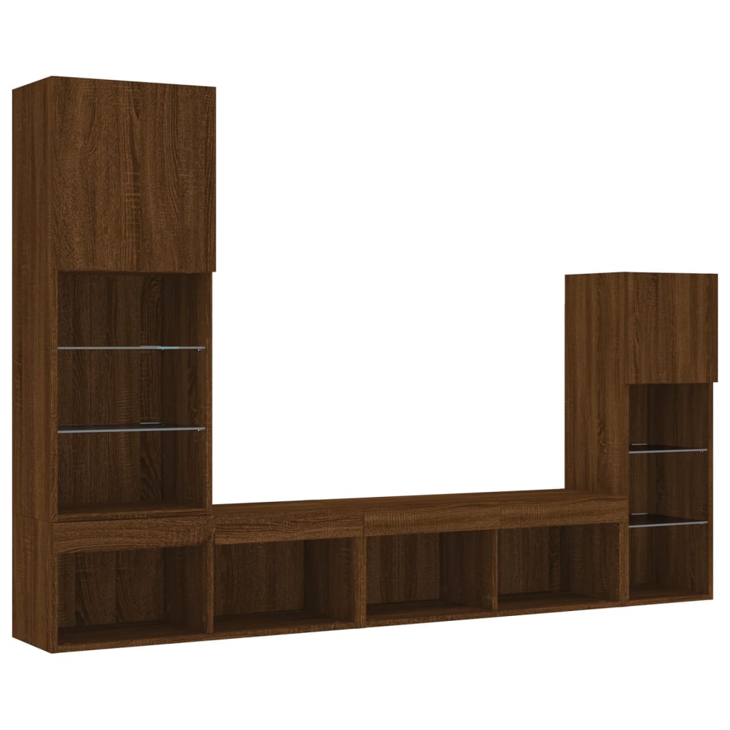 4Dílná Obývací Stěna S Led Kompozitní Dřevo