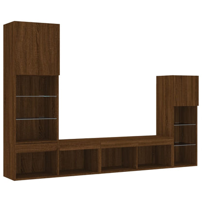 4Dílná Obývací Stěna S Led Kompozitní Dřevo