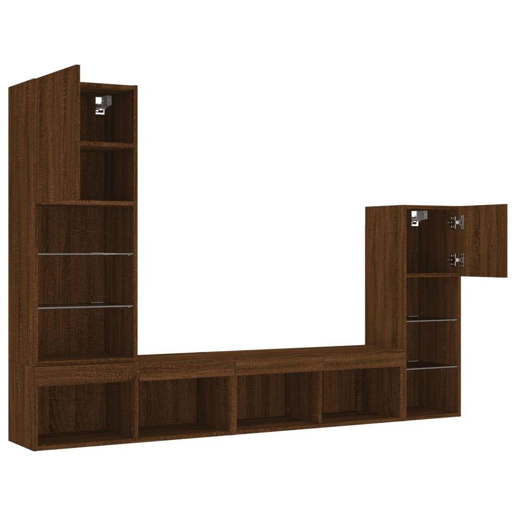 4Dílná Obývací Stěna S Led Kompozitní Dřevo