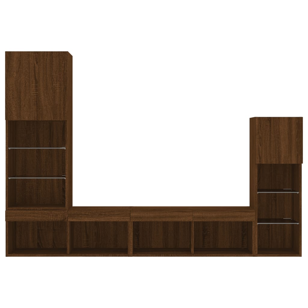 4Dílná Obývací Stěna S Led Kompozitní Dřevo