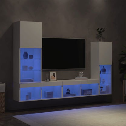 4Dílná Obývací Stěna S Led Kompozitní Dřevo