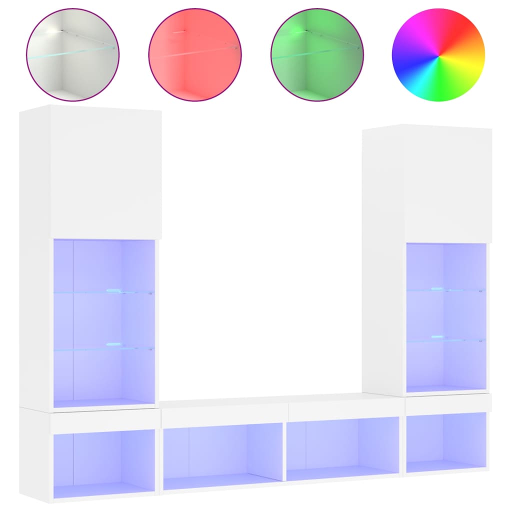 5Dílná Obývací Stěna S Led Osvětlením Kompozitní Dřevo