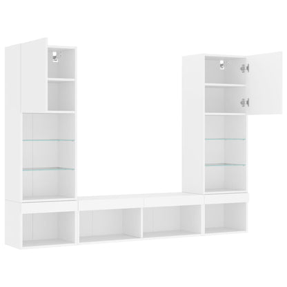 5Dílná Obývací Stěna S Led Osvětlením Kompozitní Dřevo