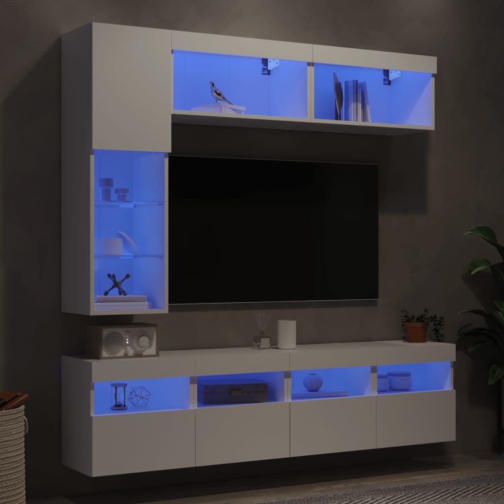 7Dílná Obývací Stěna S Led Osvětlením
