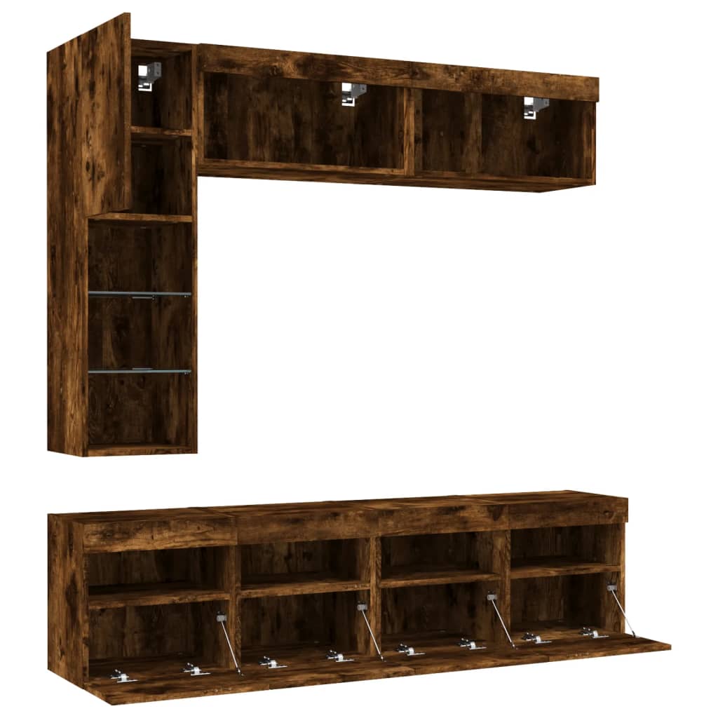 7Dílná Obývací Stěna S Led Osvětlením