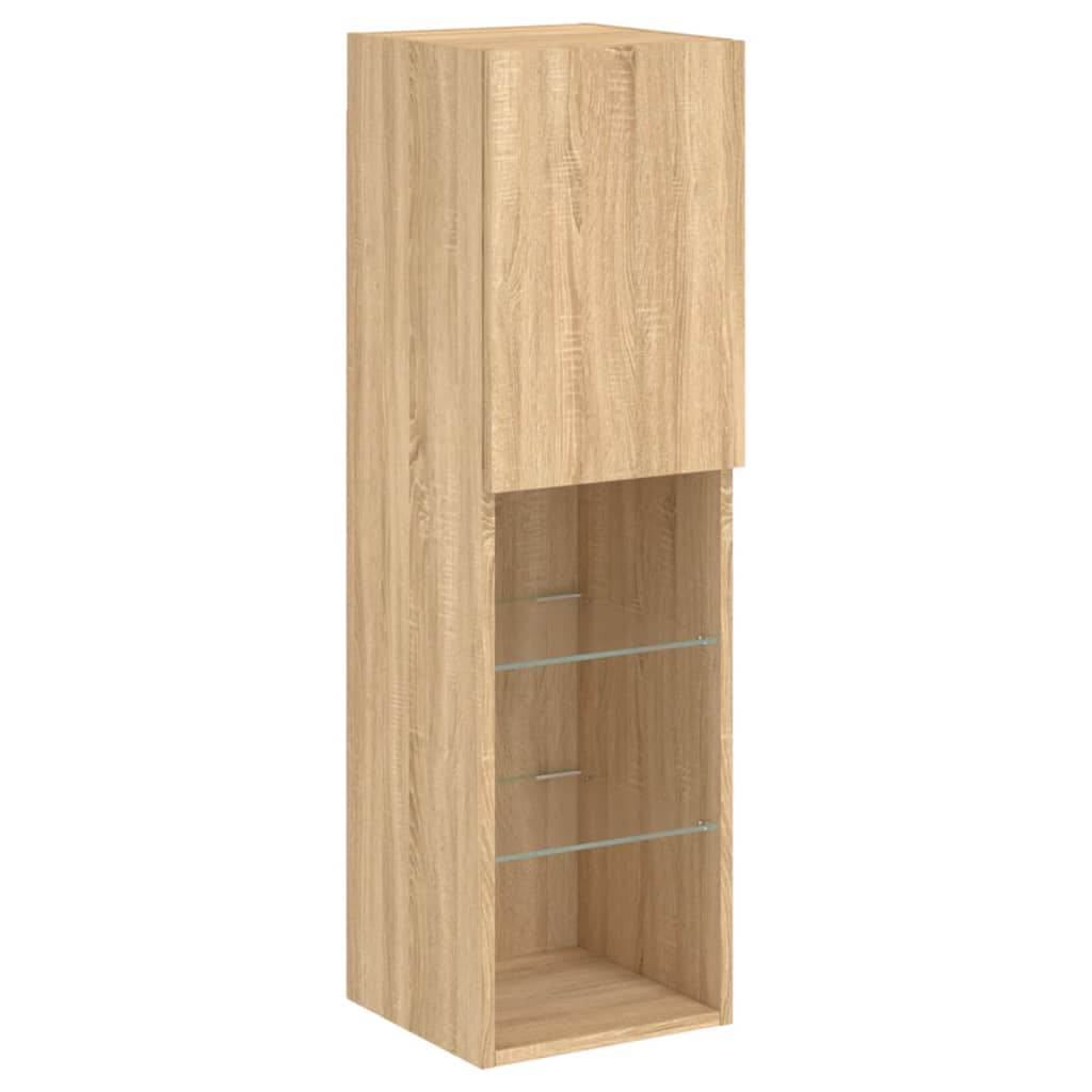 6Dílná Obývací Stěna S Led Osvětlením Dub Sonoma