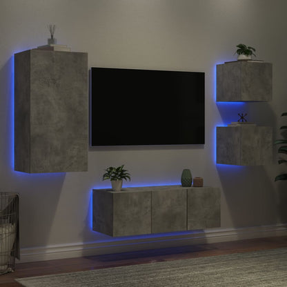 5Dílná Obývací Stěna S Led Kompozitní Dřevo