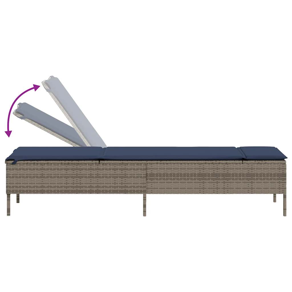Zahradní Lehátko Se Stolkem A Polštářem Šedé Polyratanové