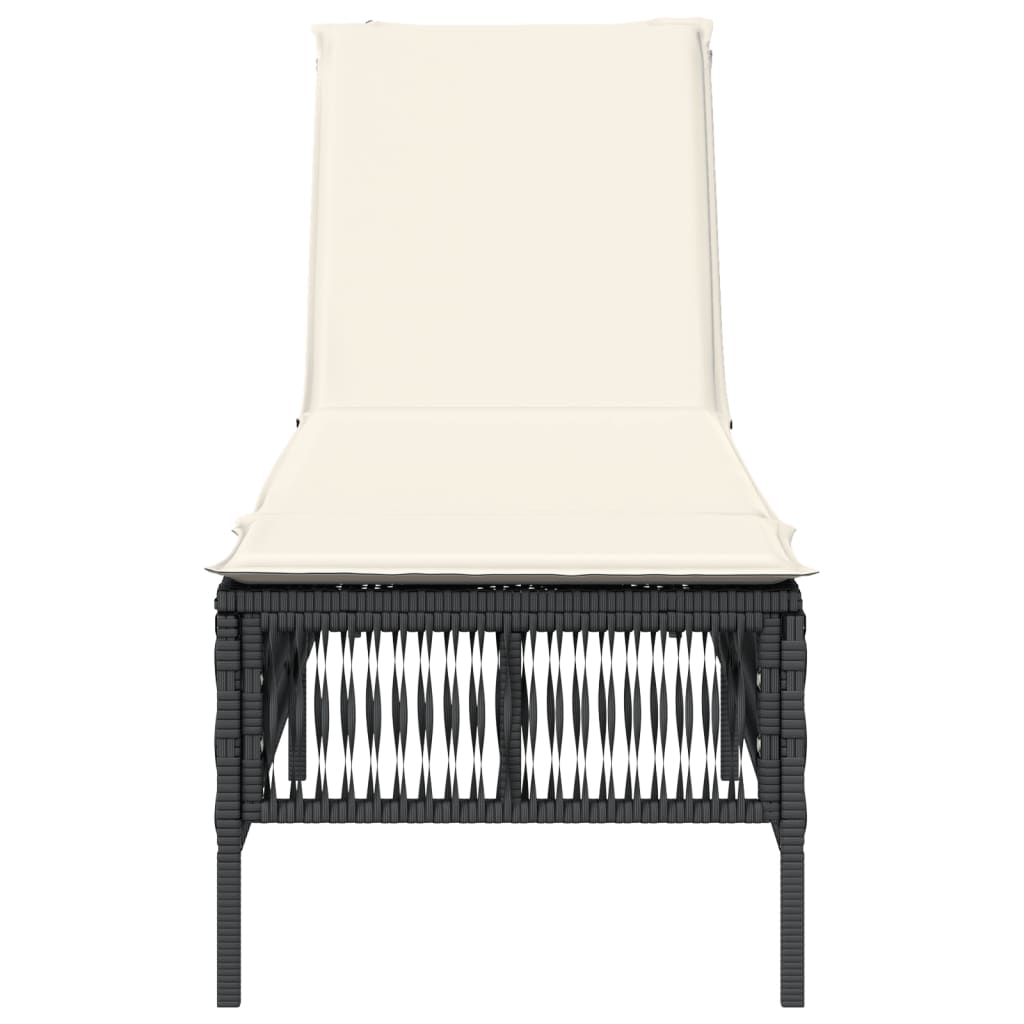 Zahradní Lehátko S Poduškou Černé Polyratan