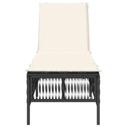 Zahradní Lehátko S Poduškou Černé Polyratan