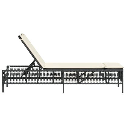 Zahradní Lehátko S Poduškou Černé Polyratan