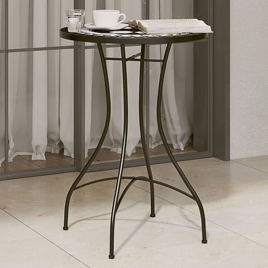Mozaikový bistro stolek černý a bílý Ø 50 x 70 cm keramika