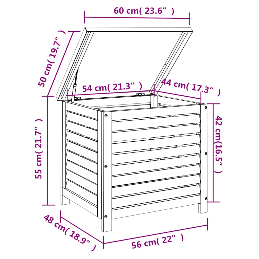 Zahradní Úložný Box 60 X 50 X 55 Cm Masivní Eukalyptové Dřevo