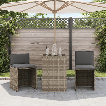 3Dílný Bistro Set S Poduškami Béžový Polyratan