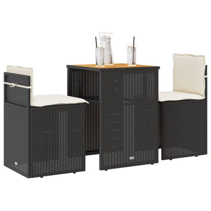 3Dílný Bistro Set S Poduškami Béžový Polyratan