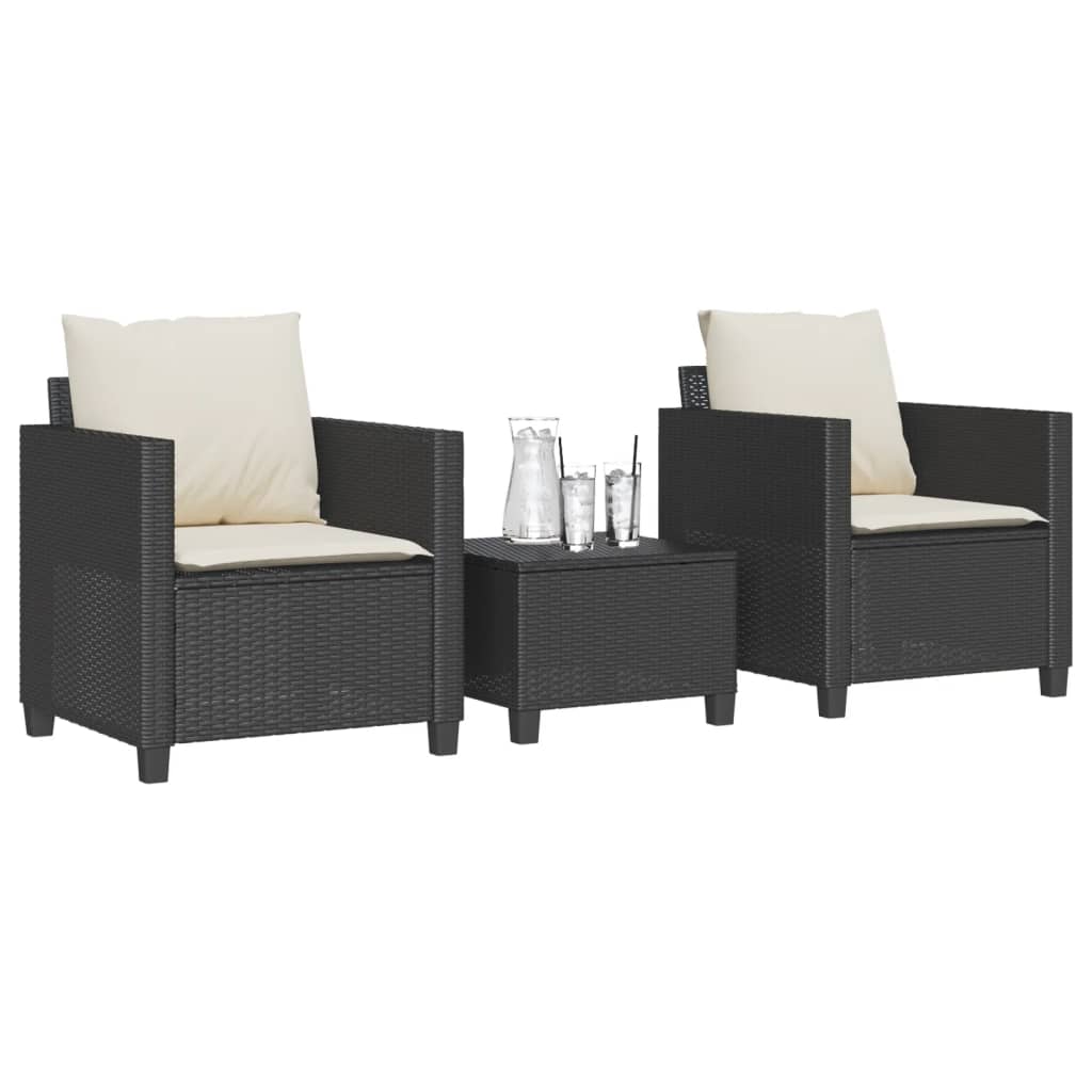 3Dílný Bistro Set S Poduškami Šedý Polyratan