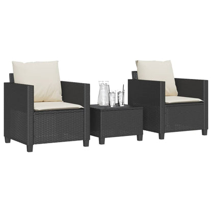3Dílný Bistro Set S Poduškami Šedý Polyratan