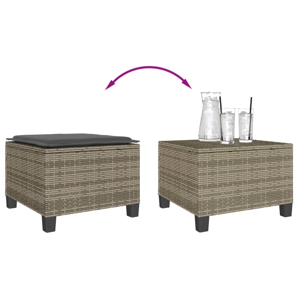 3Dílný Bistro Set S Poduškami Šedý Polyratan