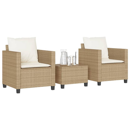 3Dílný Bistro Set S Poduškami Šedý Polyratan