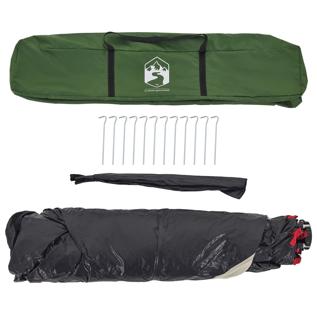 Kempingový Stan Kabinový Pro 4 Osoby Zelený Rychloupínací