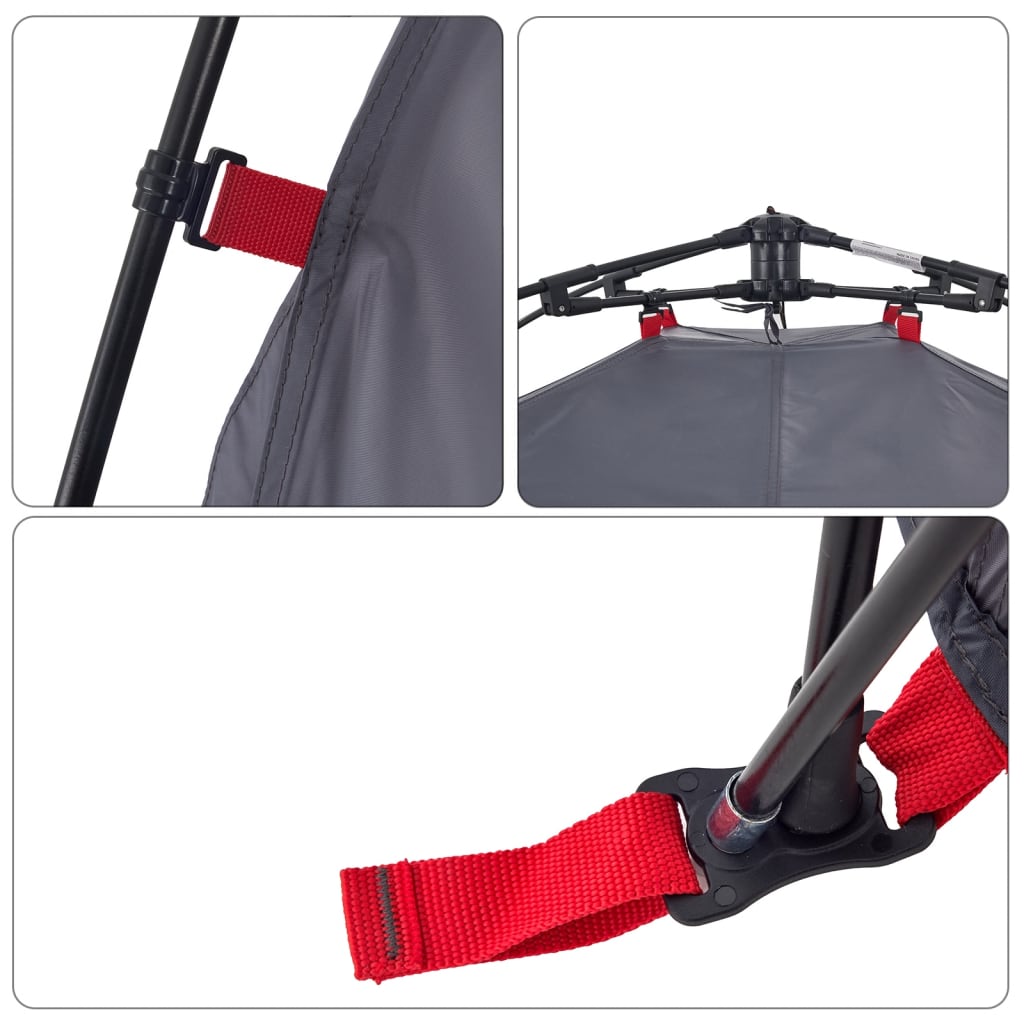 Kempingový Stan Kupole 3 Osoby Šedý A Oranžový Rychloupínací